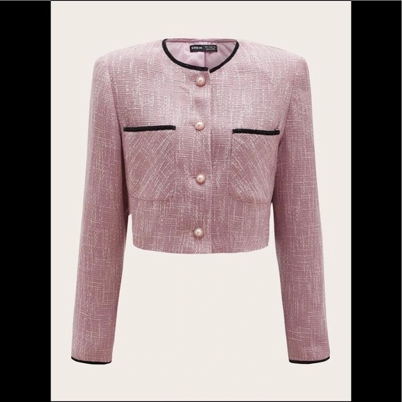 SHEIN Tweed Crop Jacket - Picture 1 of 7